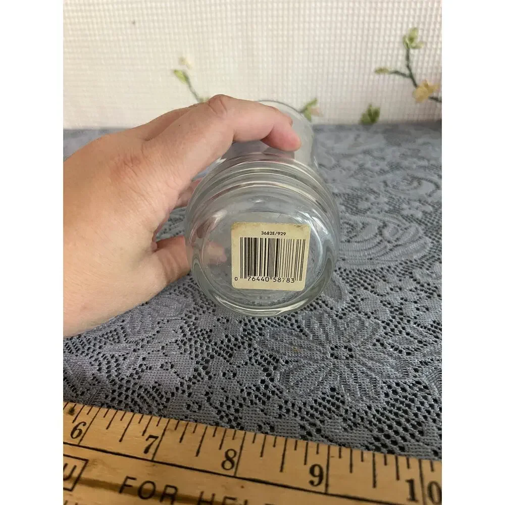 Vintage Teddy Bear Juice Glass Small Tumbler Pink Stripe Bands Retro Nursery